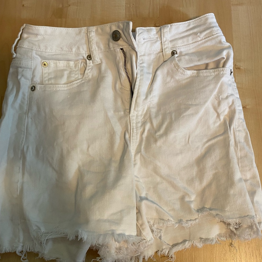 American Eagle Outfitters White Frayed Jean Shorts